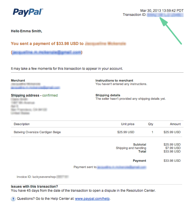 look up a paypal transaction id